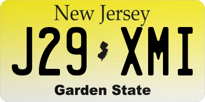 NJ license plate J29XMI