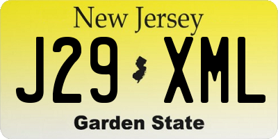 NJ license plate J29XML