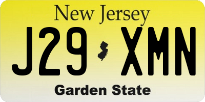 NJ license plate J29XMN