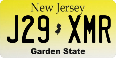 NJ license plate J29XMR