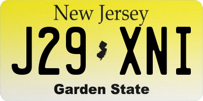 NJ license plate J29XNI