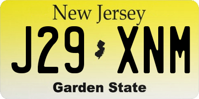 NJ license plate J29XNM