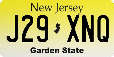 NJ license plate J29XNQ