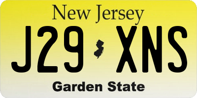 NJ license plate J29XNS