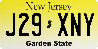 NJ license plate J29XNY