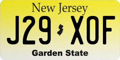 NJ license plate J29XOF