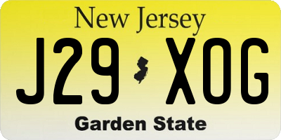 NJ license plate J29XOG