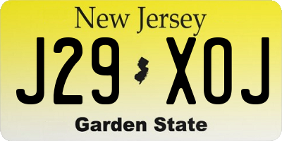 NJ license plate J29XOJ