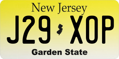 NJ license plate J29XOP