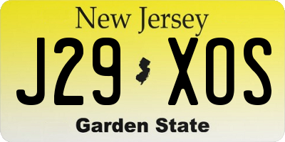 NJ license plate J29XOS