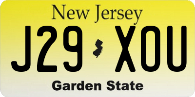 NJ license plate J29XOU