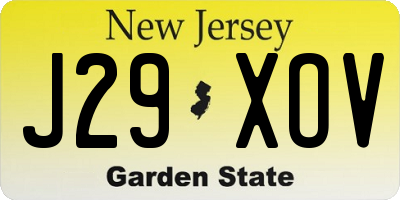 NJ license plate J29XOV