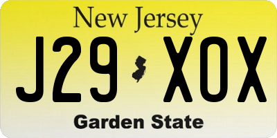 NJ license plate J29XOX