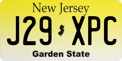NJ license plate J29XPC