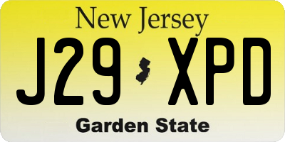 NJ license plate J29XPD