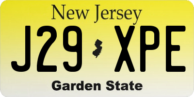NJ license plate J29XPE