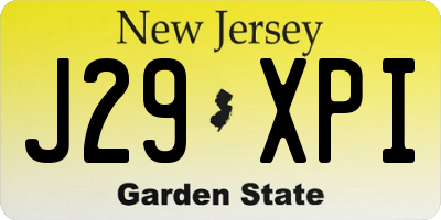 NJ license plate J29XPI