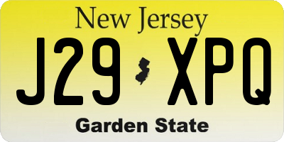 NJ license plate J29XPQ
