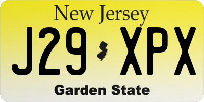 NJ license plate J29XPX