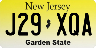 NJ license plate J29XQA