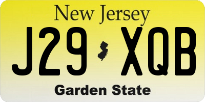 NJ license plate J29XQB