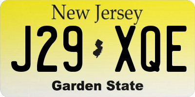 NJ license plate J29XQE