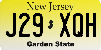 NJ license plate J29XQH