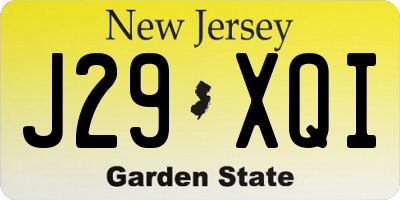 NJ license plate J29XQI