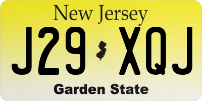 NJ license plate J29XQJ