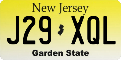 NJ license plate J29XQL