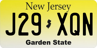 NJ license plate J29XQN