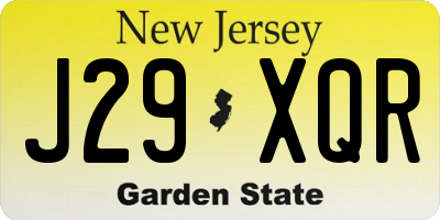 NJ license plate J29XQR