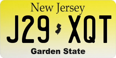 NJ license plate J29XQT