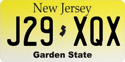 NJ license plate J29XQX
