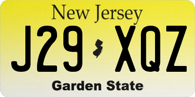 NJ license plate J29XQZ