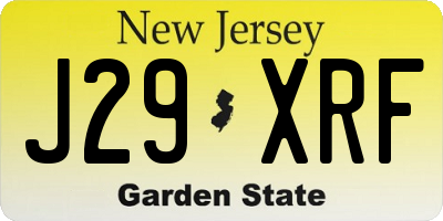 NJ license plate J29XRF