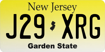 NJ license plate J29XRG