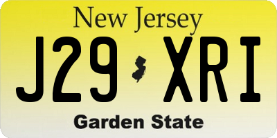 NJ license plate J29XRI