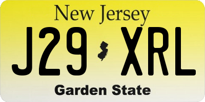 NJ license plate J29XRL