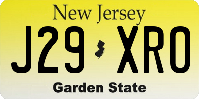 NJ license plate J29XRO