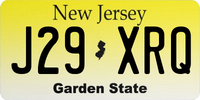 NJ license plate J29XRQ