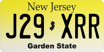 NJ license plate J29XRR
