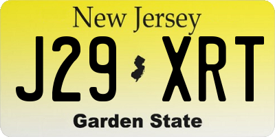 NJ license plate J29XRT
