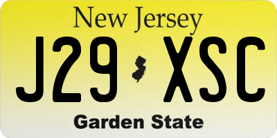 NJ license plate J29XSC