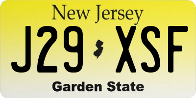 NJ license plate J29XSF
