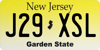 NJ license plate J29XSL