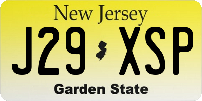 NJ license plate J29XSP