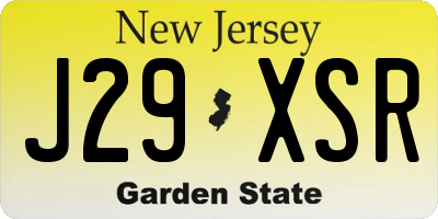 NJ license plate J29XSR