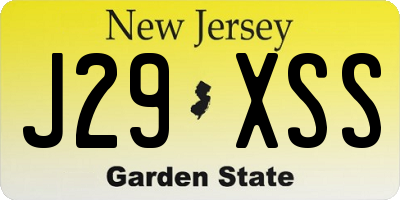NJ license plate J29XSS
