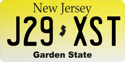 NJ license plate J29XST